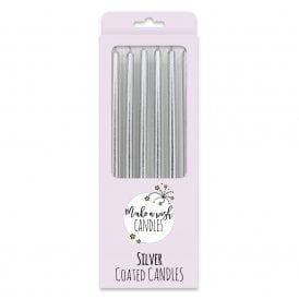 Tall Silver Metallic Candles x 6 Make a Wish