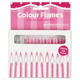 12 PINK FLAME Candles 