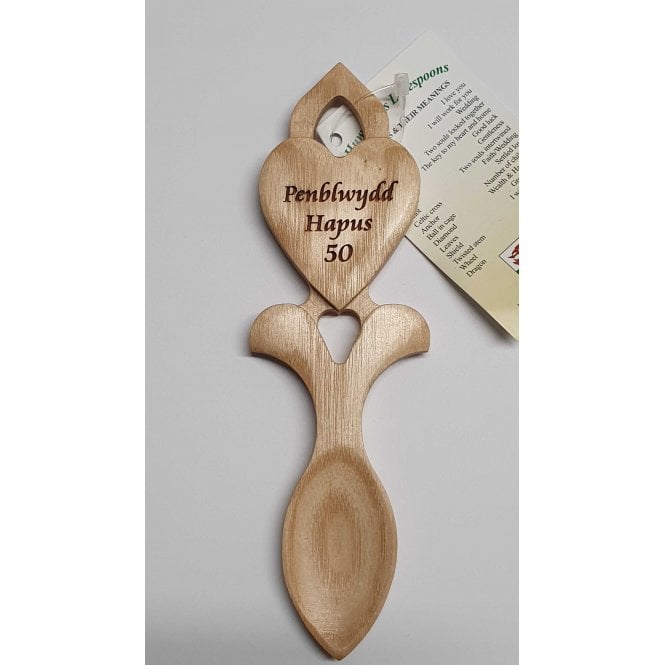 The Cake & Sugarcraft Store 50 Happy Birthday/Penblwydd Hapus LoveSpoon Hand Crafted