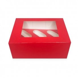 6 Hole Deep Red Luxury Cupcake Box 
