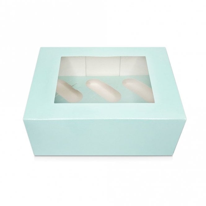 The Cake & Sugarcraft Store 6 Hole Duck Egg Blue Luxury Cupcake Box 