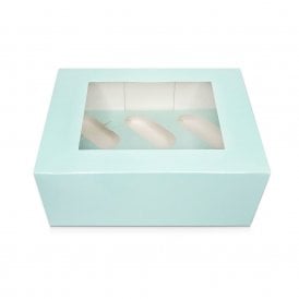 6 Hole Duck Egg Blue Luxury Cupcake Box 