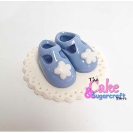 Blue Baby Booties With Flower