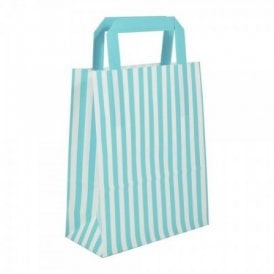 Blue Candy Stripe Paper Bags - Pack of 10 