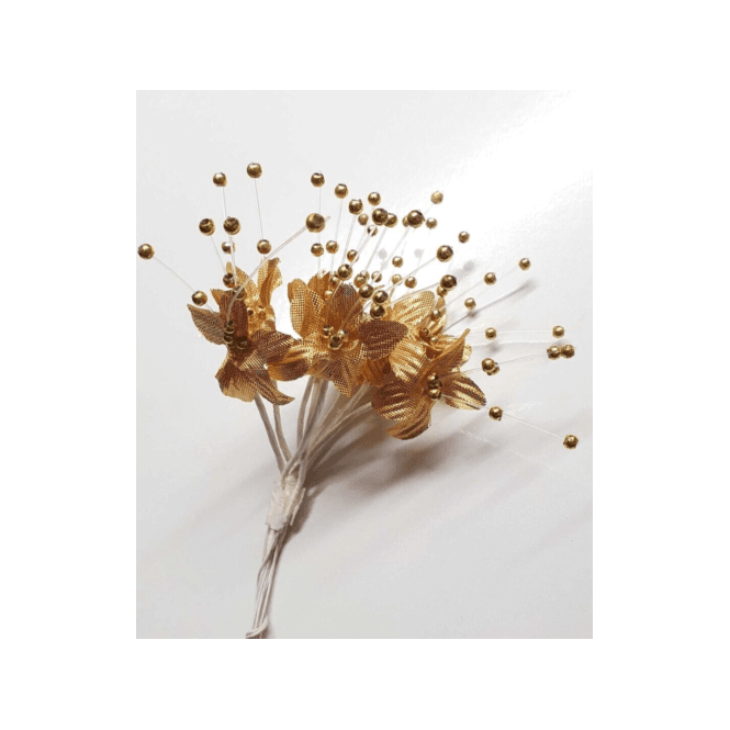 The Cake & Sugarcraft Store Bright Gold Silk Pearl Flower Spray