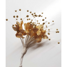Bright Gold Silk Pearl Flower Spray