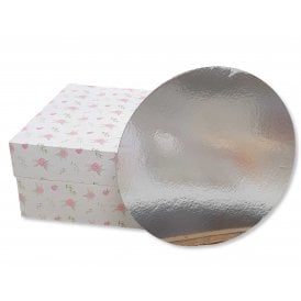 Cake Board and Pink roses Flower Box