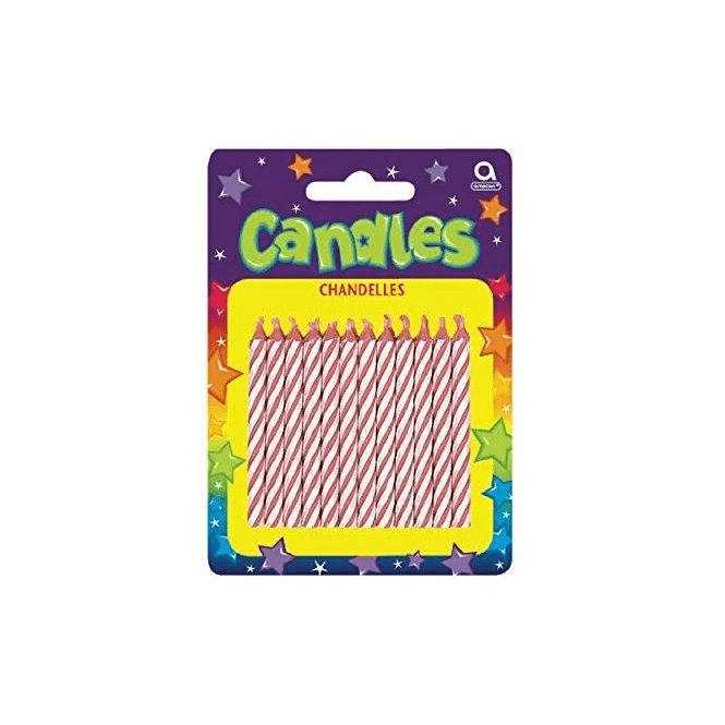 The Cake & Sugarcraft Store Candy Striped Candles - Pink and White