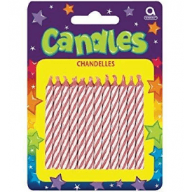 Candy Striped Candles - Pink and White
