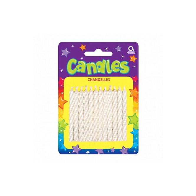 The Cake & Sugarcraft Store Candy Striped Candles - White