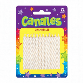 Candy Striped Candles - White