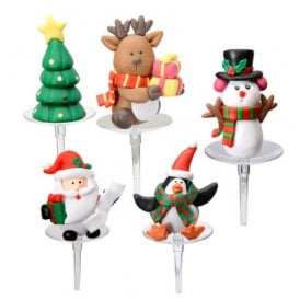 Christmas Cake Toppers Santa, Snowman, Christmas Tree, Reindeer and Penguin