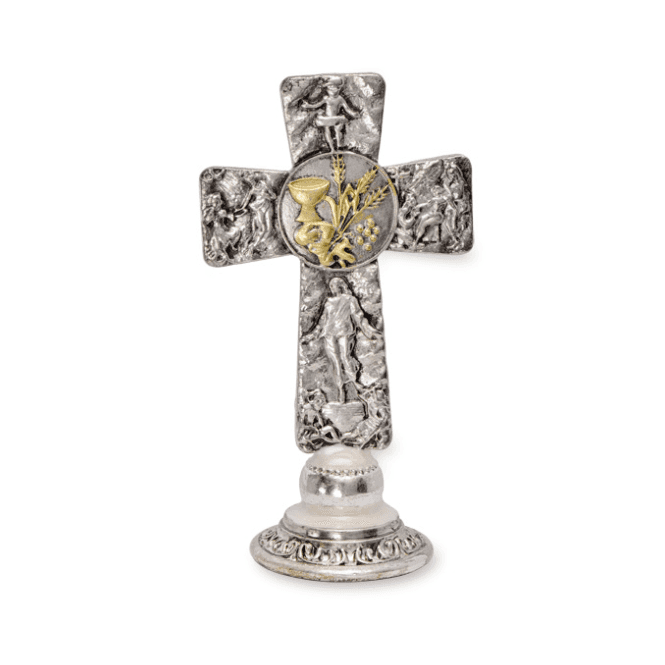 The Cake & Sugarcraft Store Communion Confirmation Silver Cross With Gold Detail 