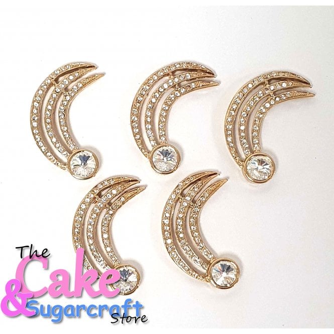 The Cake & Sugarcraft Store Crystal And Gold Craft Embellishment Pk of 5