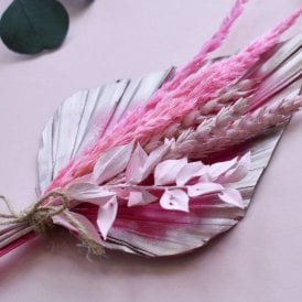 Dried Palm Leaf Spray - Pinks