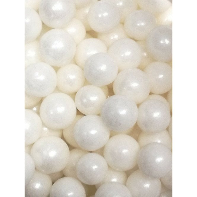 The Cake & Sugarcraft Store Edible Sugar Pearls Dragees Sprinkles White 8mm