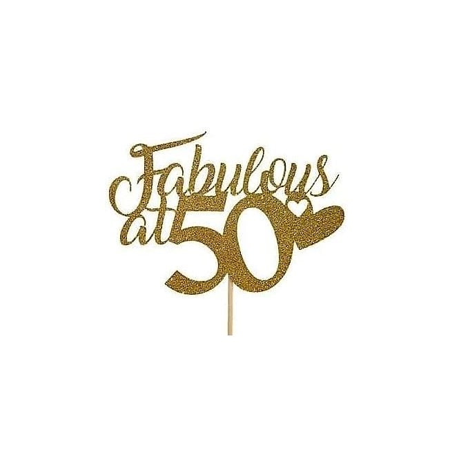 The Cake & Sugarcraft Store Fabulous At 50 Gold Glitter Cake Topper
