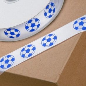 Football Ribbon Blue Footballs 20mm x 1 Metre