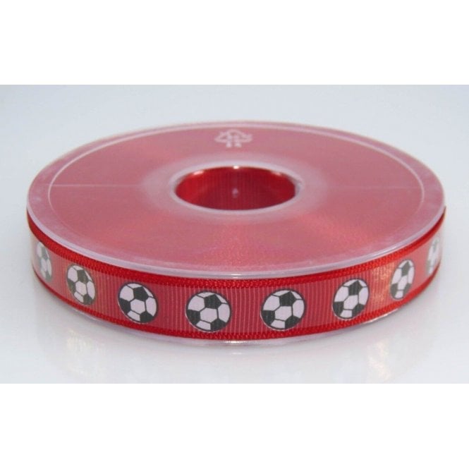 The Cake & Sugarcraft Store Football Ribbon Grosgrain Red x 1 Meter