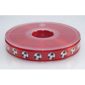 Football Ribbon Grosgrain Red x 1 Meter