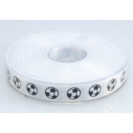Football Ribbon Grosgrain White and Black x 1 Metre