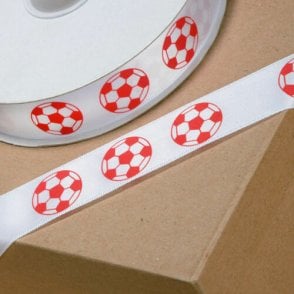 Football Ribbon Red Footballs 20mm x 1 Metre