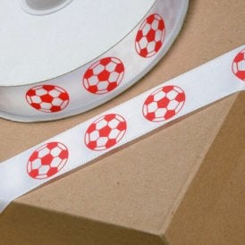 Football Ribbon Red Footballs 20mm x 1 Metre