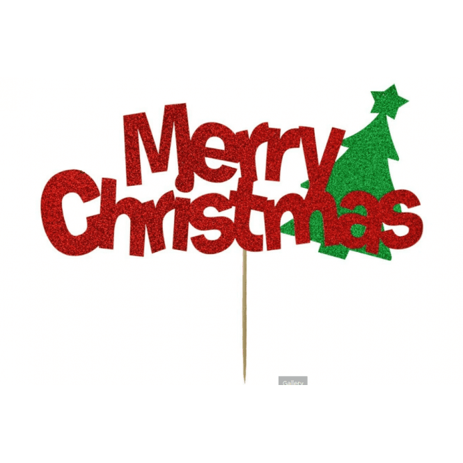 The Cake & Sugarcraft Store Glitter Merry Christmas Cake Topper