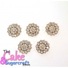 Gold and Crystal Round Decoration Set of 5