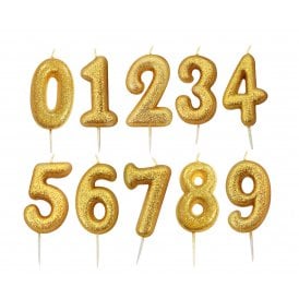 Gold Glitter Birthday Candles Numbers