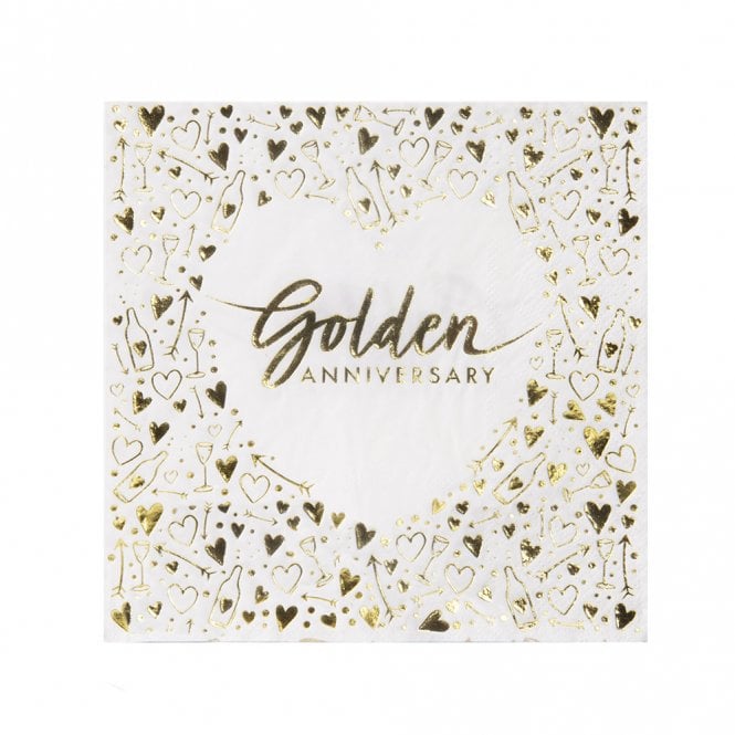 The Cake & Sugarcraft Store Golden Anniversary Lunch Napkins - 16 Pack