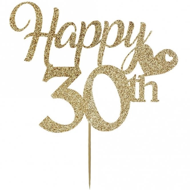The Cake & Sugarcraft Store Happy 30th Gold Glitter Cake Topper