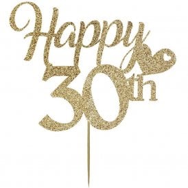 Happy 30th Gold Glitter Cake Topper