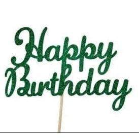Happy Birthday Green Glitter Cake Topper 