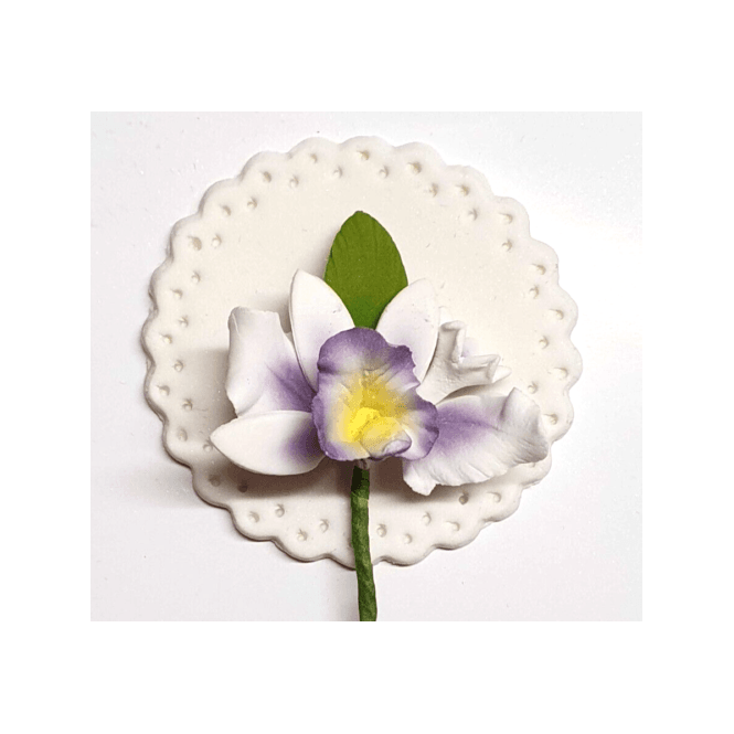 The Cake & Sugarcraft Store Hard Sugar Cattleya Orchid Flower Mini Spray Lilac and White