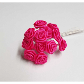 Hot Pink Ribbon Roses Flower Spray