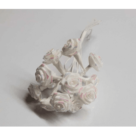 Iridescent White Ribbon Roses Flower Spray