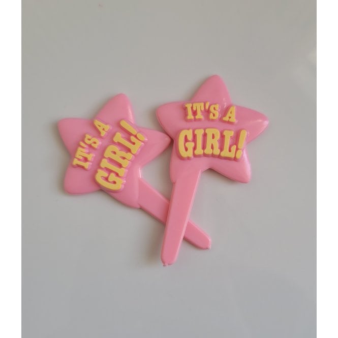 The Cake & Sugarcraft Store It's a Girl Star Cupcake Topper 2 Pack