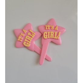It's a Girl Star Cupcake Topper 2 Pack