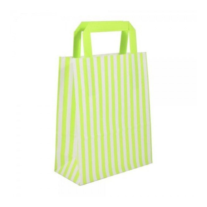 The Cake & Sugarcraft Store Light Green Candy Stripe Paper Bags - Pack of 10 