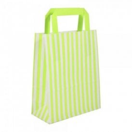Light Green Candy Stripe Paper Bags - Pack of 10 