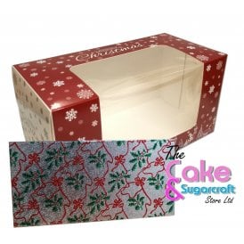 Log Box Red and White with Silver Patterned Board