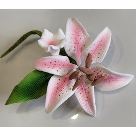 Mini Tiger Lily Spray - Pink/White