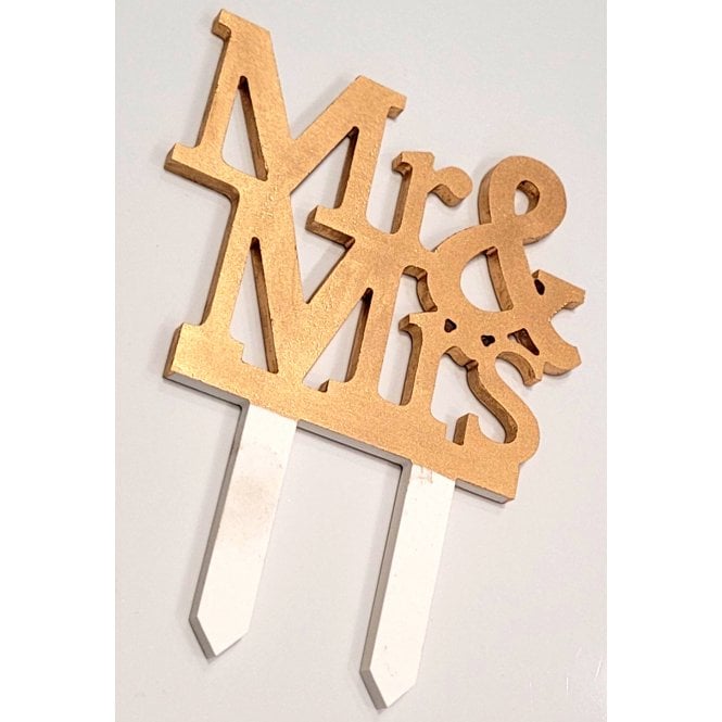 The Cake & Sugarcraft Store Mr and Mrs Hard Sugar Cake Topper - Gold