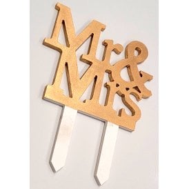 Mr and Mrs Hard Sugar Cake Topper - Gold
