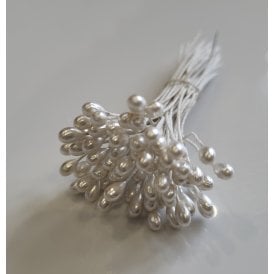 Pearl White Single Ended Stamens x75