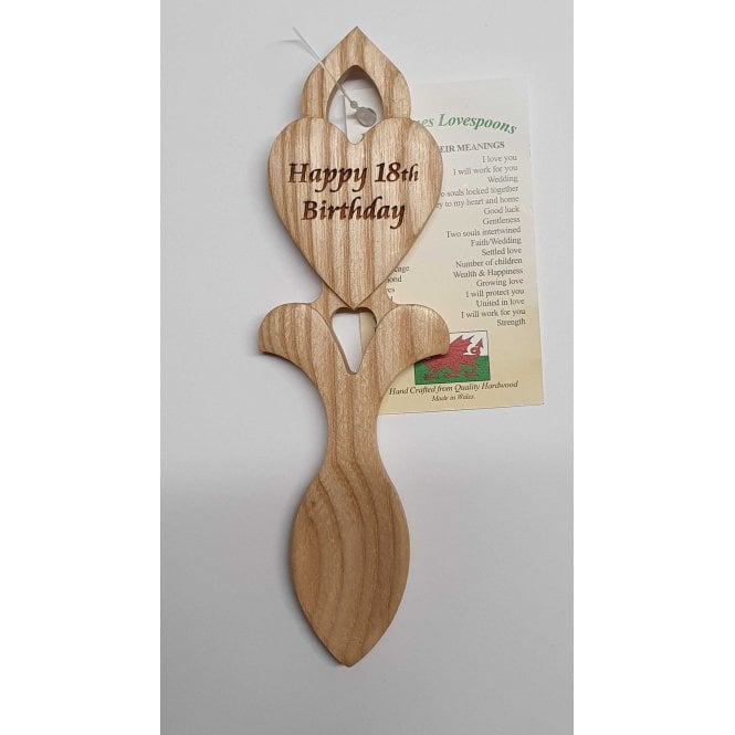 The Cake & Sugarcraft Store Penblwydd Hapus 18 Happy Birthday LoveSpoon Hand Crafted