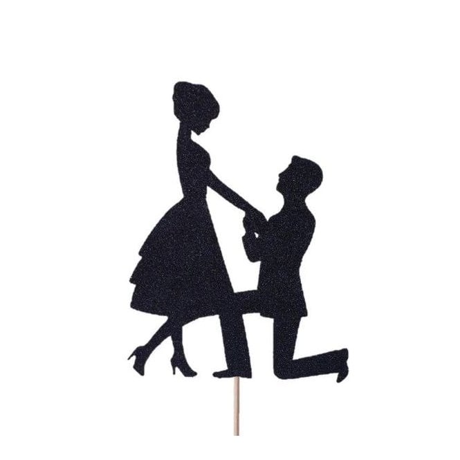 The Cake & Sugarcraft Store Proposal Engagement Silhouette Glitter Cake Topper