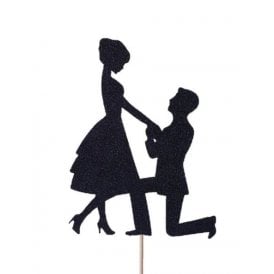 Proposal Engagement Silhouette Glitter Cake Topper