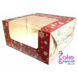 Red and White Christmas Cake Box 10"